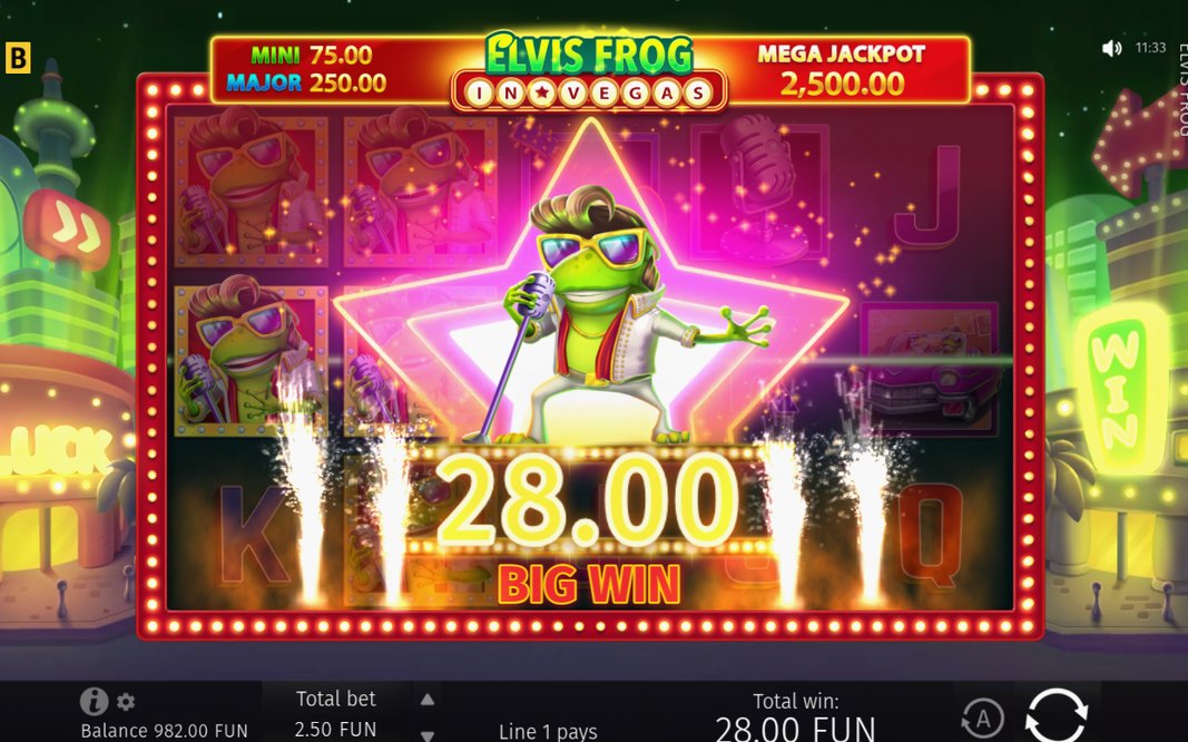 Win screen after a round, with the total paid shown