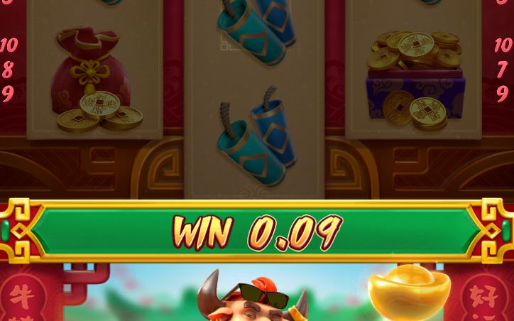 Base game reels with Fortune Ox symbols in play
