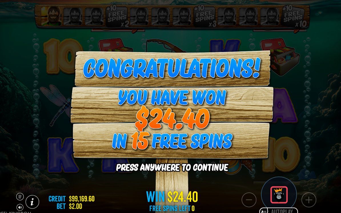 Win screen after a Wild Tracker milestone multiplier